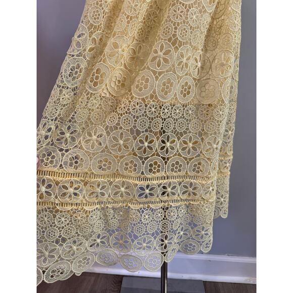 Self-Portrait Crochet Halter Dress in Butter Yellow (Size 6) - Picture 10 of 12